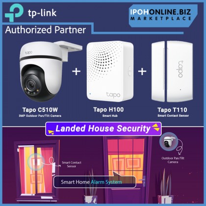 TP-Link Tapo Landed House Security Bundle Promo Tapo C510W 3MP Outdoor Pan/Tilt Camera + Tapo H100 Smart Hub + Tapo T110 Smart Contact Sensor Smart Home Automation